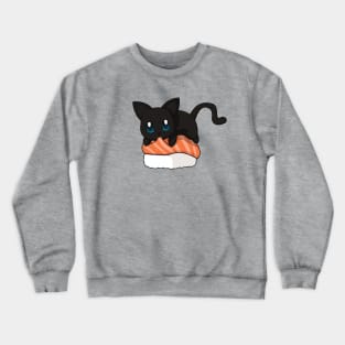Black Cat Salmon Sushi Crewneck Sweatshirt